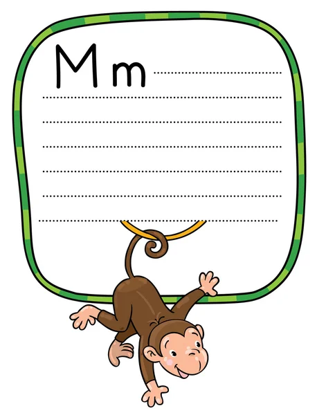 Litle singe drôle sur les lians. Alphabet M — Image vectorielle