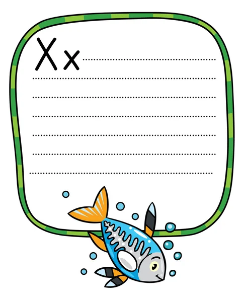 Pesce a raggi X per ABC. Alfabeto X — Vettoriale Stock