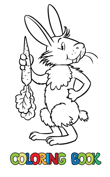 Coloring book of lttle funny hare or rabbit — Stock Vector