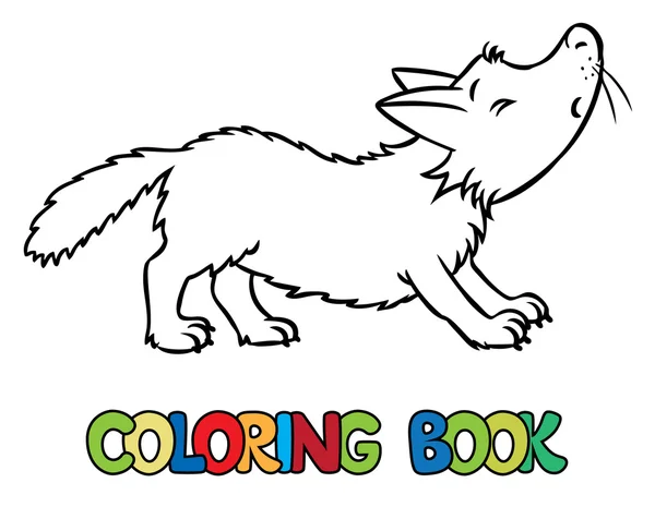 Libro da colorare di lupo lttle divertente — Vettoriale Stock
