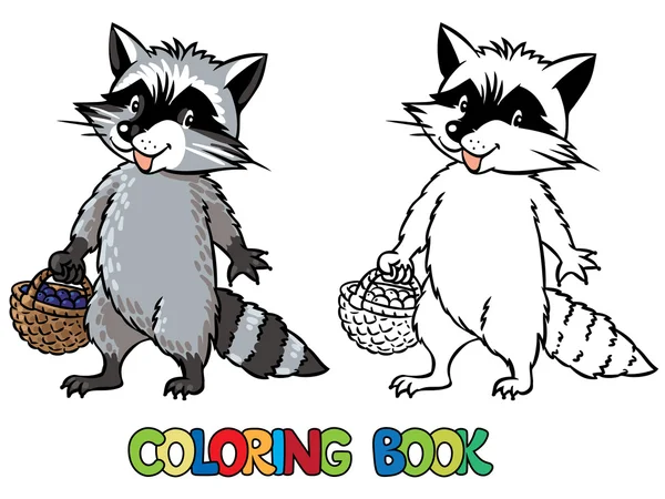 Libro para colorear de pequeño mapache divertido — Archivo Imágenes Vectoriales