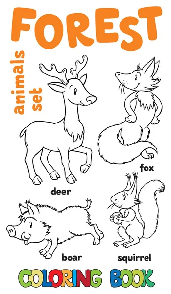 Bos dieren kleurplaten boek — Stockvector