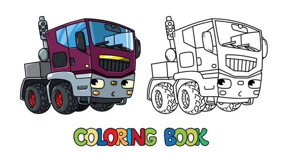 Camión Tractor Libro Para Colorear Para Niños Pequeño Vector Divertido — Archivo Imágenes Vectoriales