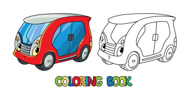 Komik elektrikli araba boyama kitabı.