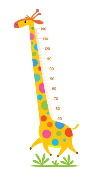 Giraffe meter muur of hoogte kaart of muur sticker — Stockvector