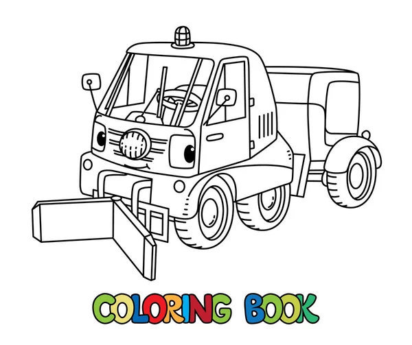 Amuzant masina municipala mica cu ochi de colorat carte — Vector de stoc