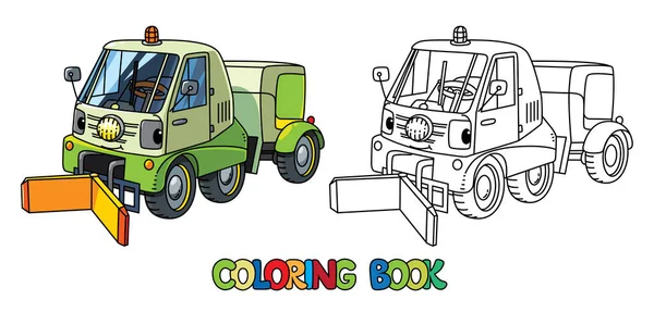 Amuzant masina municipala mica cu ochi de colorat carte — Vector de stoc