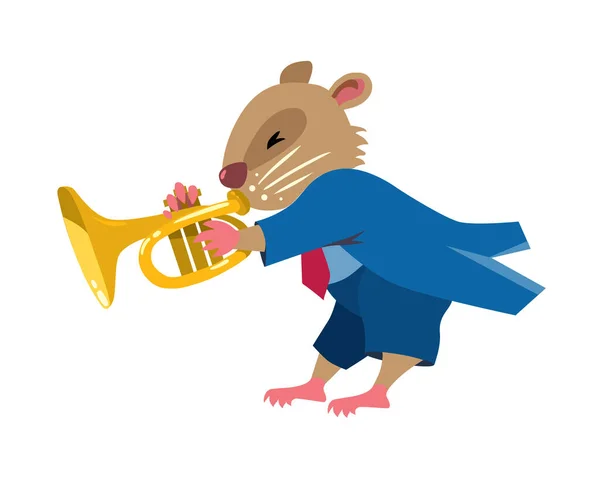 Hamster spielen Trompete. Jazzband mit Tieren — Stockvektor