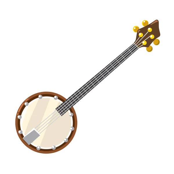 Banjo com cordas. Instrumento musical ilustração vetorial —  Vetores de Stock