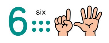 6, çocuklar el işaretini gösteriyor..