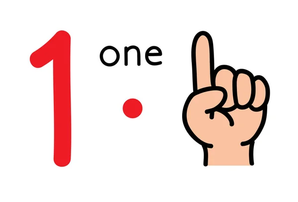1, Kinder Hand zeigt die Nummer eins Hand Zeichen. — Stockvektor