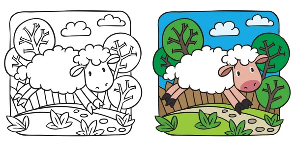 Pequeño libro de ovejas para colorear — Vector de stock