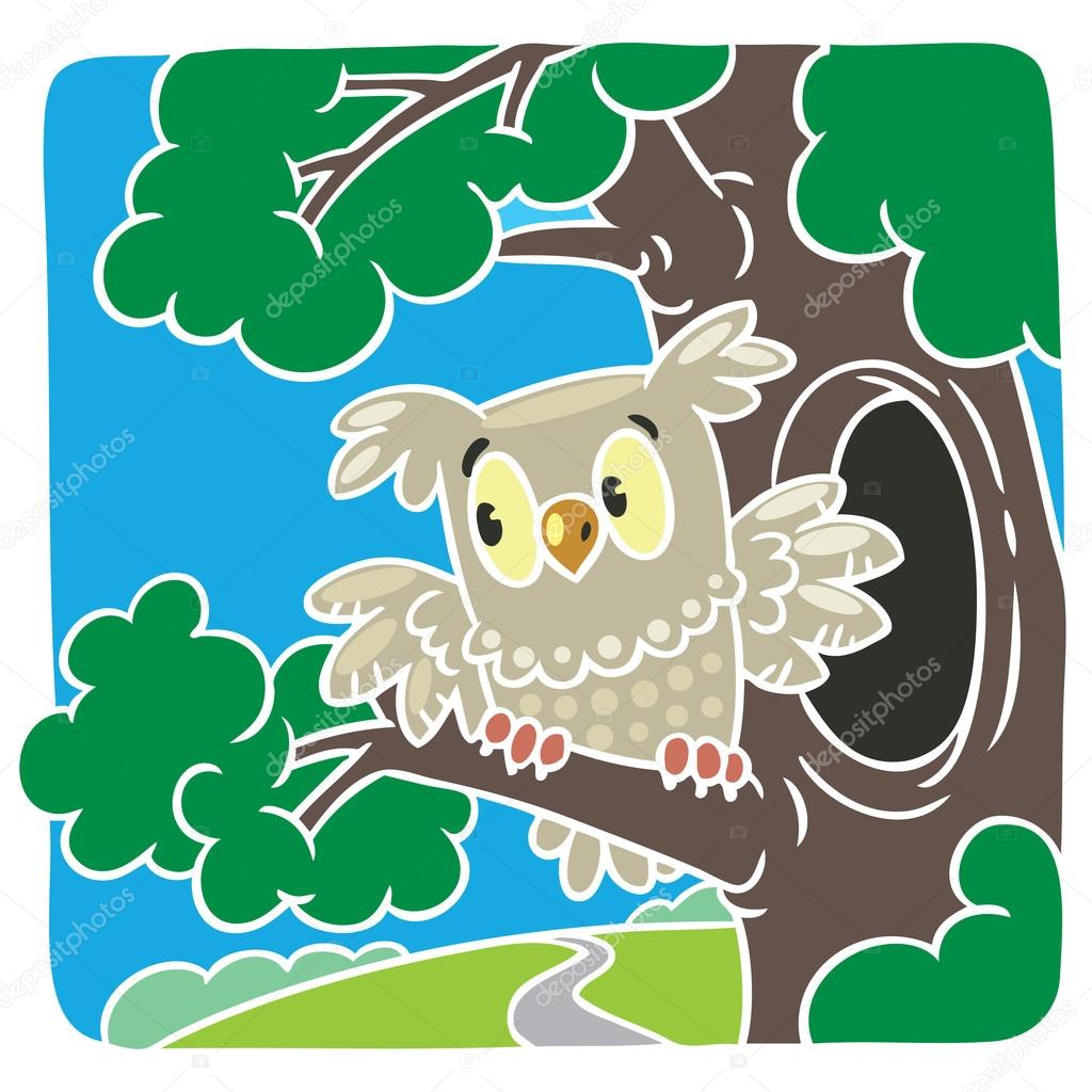Children vector illustration of little owl
