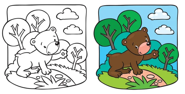 Pequeno ursinho de pelúcia colorir livro — Vetor de Stock
