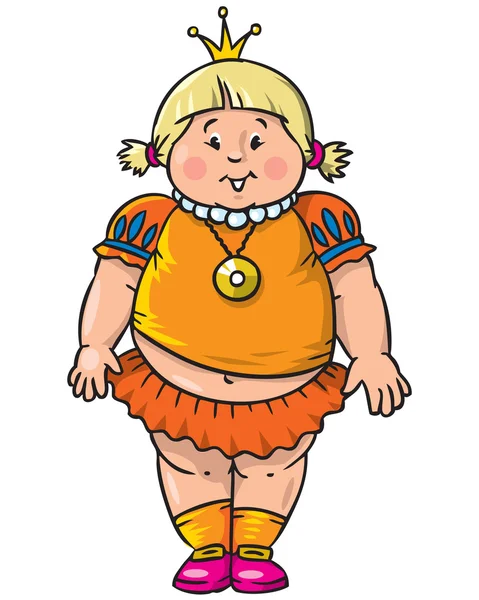 Pequeña princesa gorda — Vector de stock