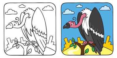 Funny vulture coloring book clipart