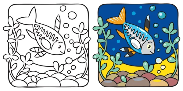 Libro para colorear peces de rayos X — Vector de stock