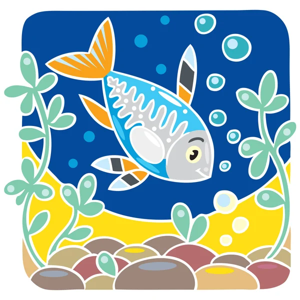 Ilustración vectorial infantil de peces de rayos X — Vector de stock