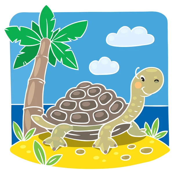 Ilustración vectorial infantil de tortuga pequeña — Archivo Imágenes Vectoriales