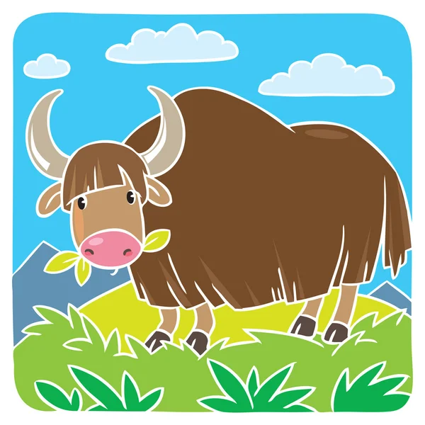 Yak salvaje divertido — Vector de stock