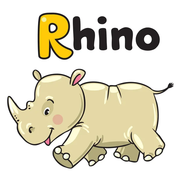 Malý rhino pro Abc. Abeceda R — Stockový vektor