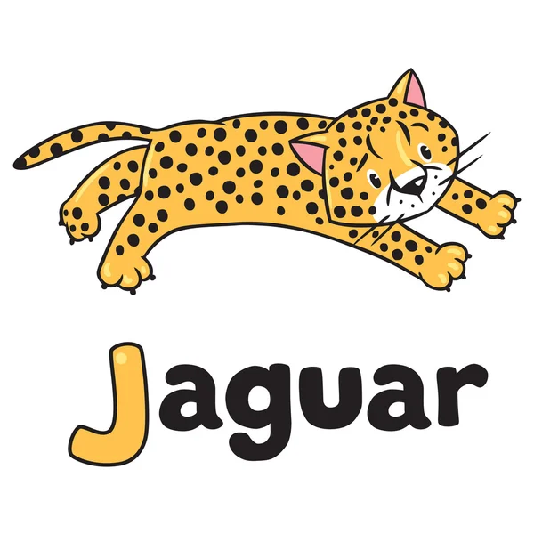 Kleiner Gepard oder Jaguar für Abc. Buchstabe j — Stockvektor