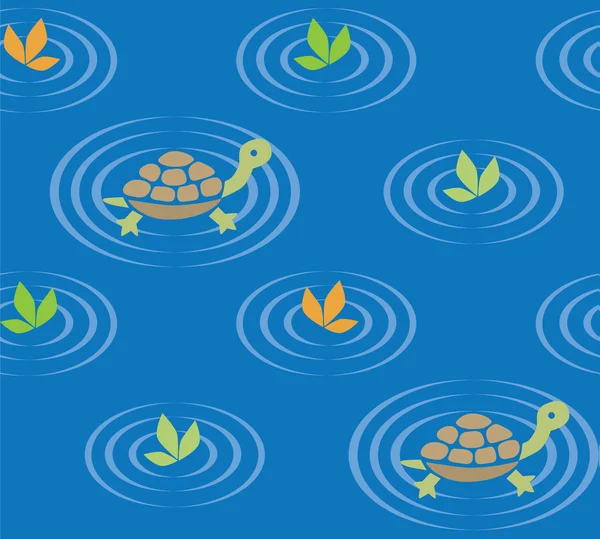 Seamless pattern with funny swiming turtles — Stock Vector