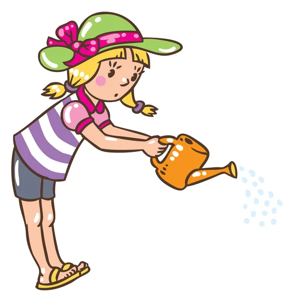 Çiçekleri sulayan kız.