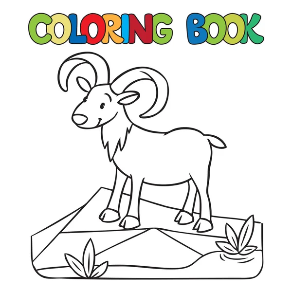 Libro para colorear de pequeño urial divertido o carnero — Archivo Imágenes Vectoriales
