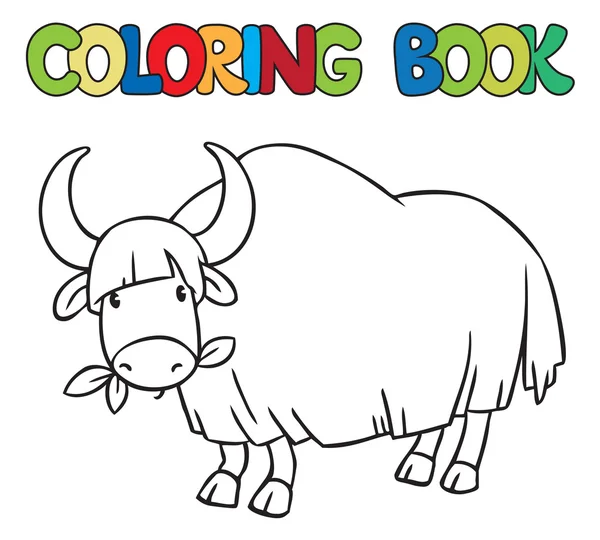 Libro para colorear de yak salvaje divertido — Archivo Imágenes Vectoriales