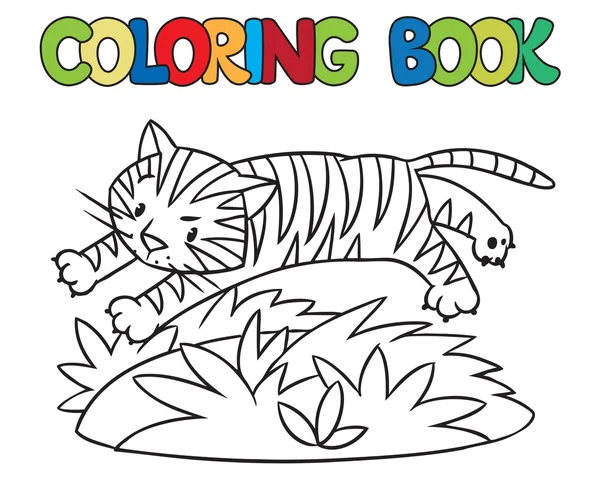 Libro para colorear de tigre salvaje divertido — Archivo Imágenes Vectoriales