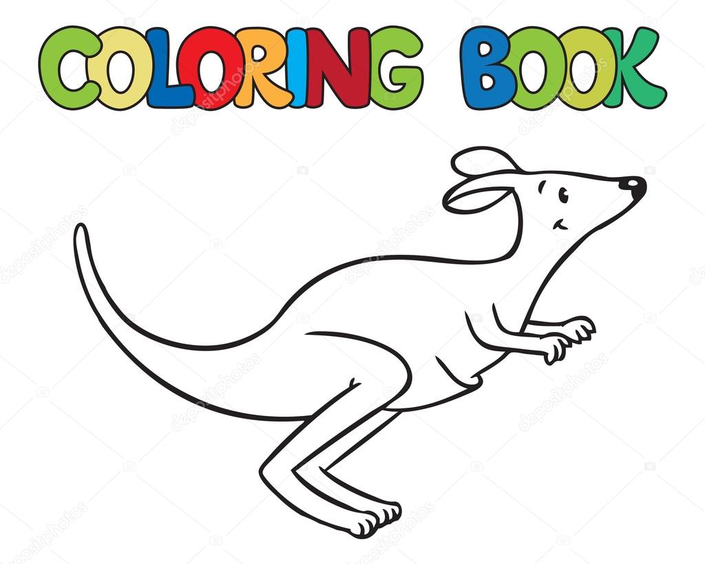 Coloring book of little funny kangaroo