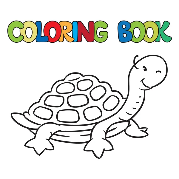 Livro de colorir de pequena tartaruga engraçada —  Vetores de Stock