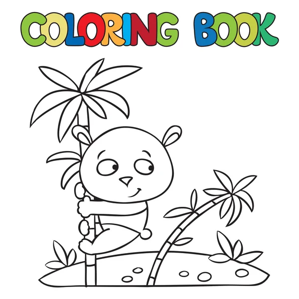 Livre à colorier de petit panda sur bambou — Image vectorielle