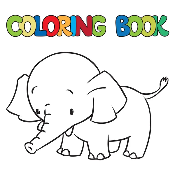 Libro para colorear de pequeño elefante divertido o jumbo — Archivo Imágenes Vectoriales