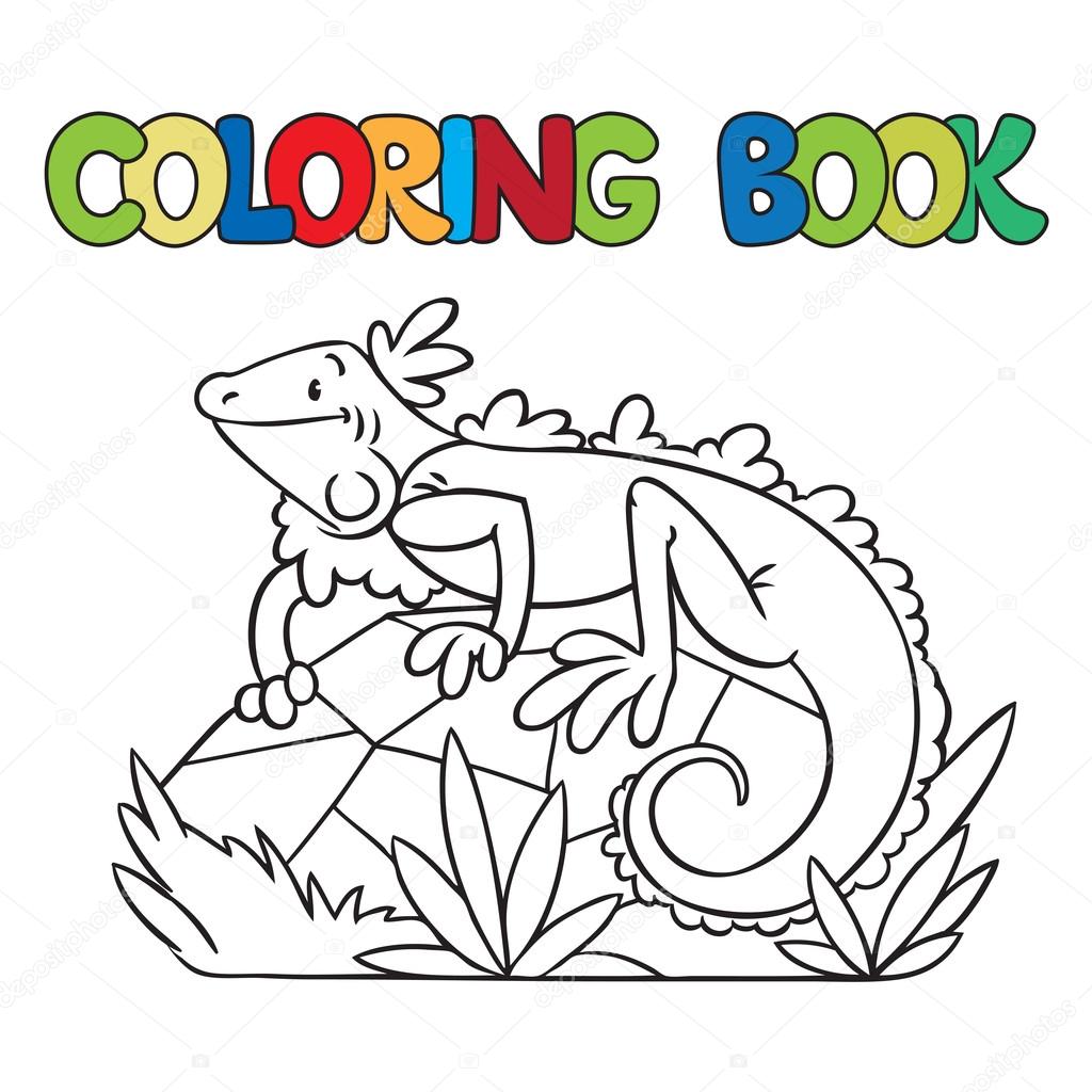 Iguana para colorear imágenes de stock de arte vectorial | Depositphotos