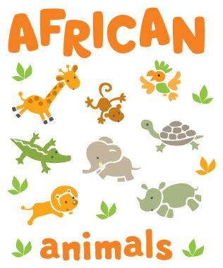 komik Afrika hayvanları kümesi