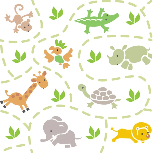 Patrón sin costuras con divertidos animales africanos — Vector de stock