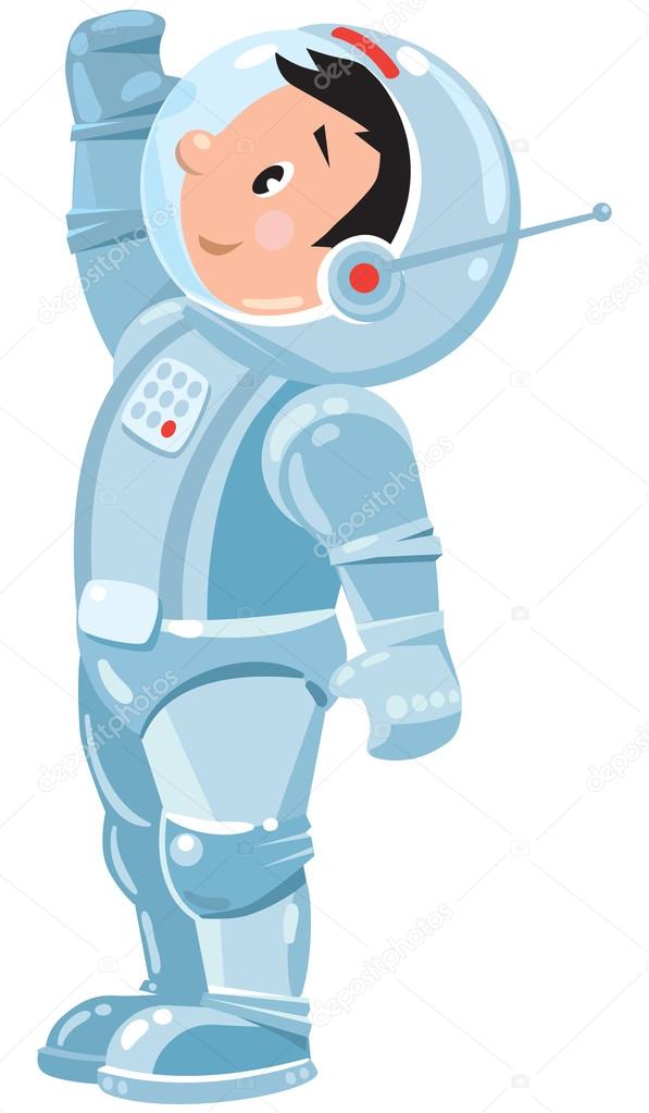 Funny boy cosmonaut or astronaut