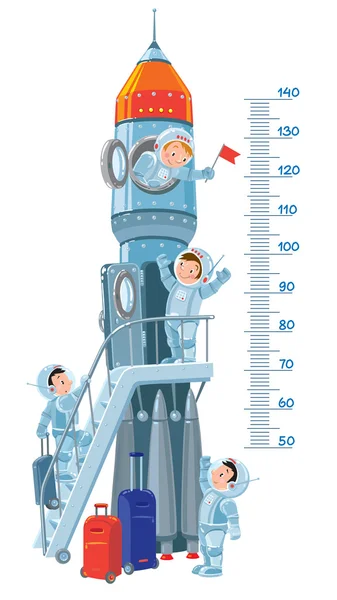 Roket ve çocuklar-astronotlar metre duvarla