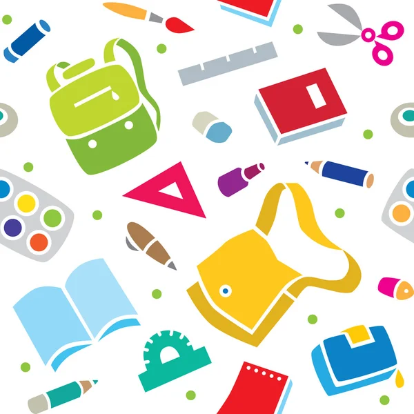 School patroon met onderwijs supplies — Stockvector