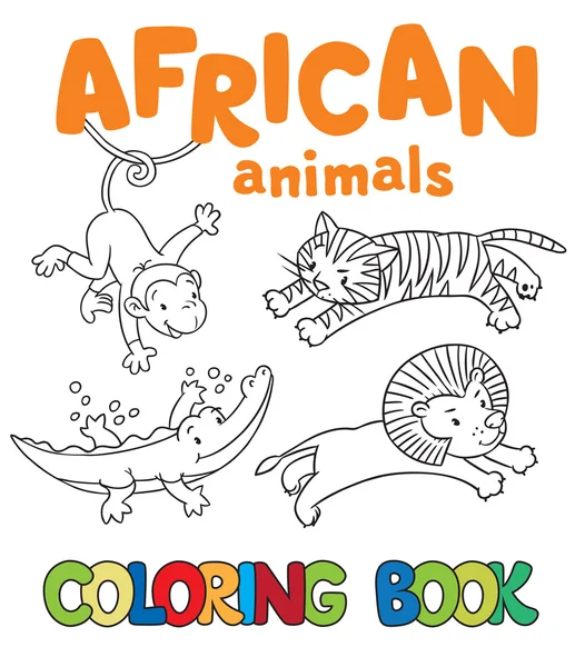 Libro para colorear con animales africanos — Archivo Imágenes Vectoriales