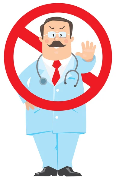 Signo de prohibición con médico divertido — Archivo Imágenes Vectoriales