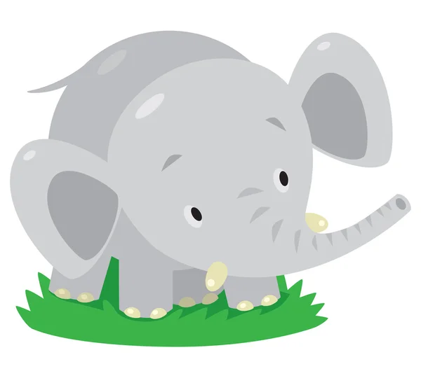 Pequeño elefante divertido o jumbo . — Vector de stock