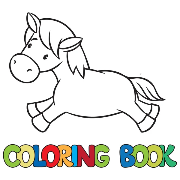 Книжка с раскраской лошадей или пони — стоковый вектор
