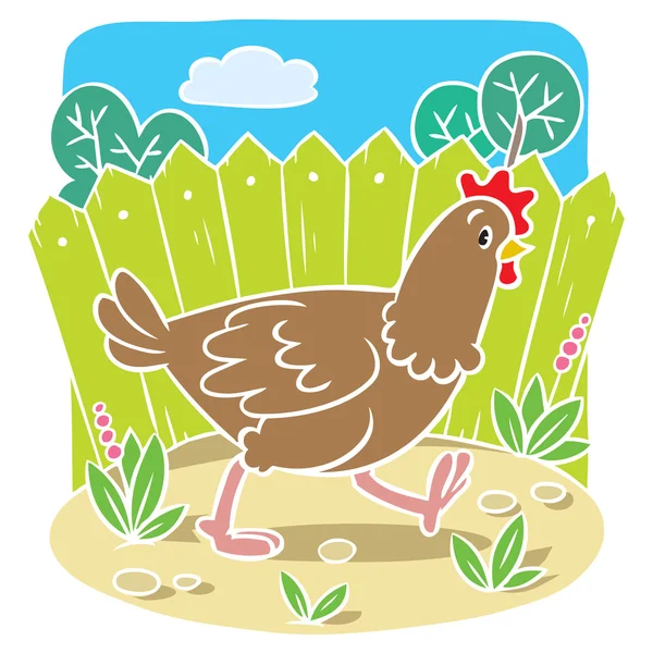 Kinderen vector illustratie van grappige kip — Stockvector