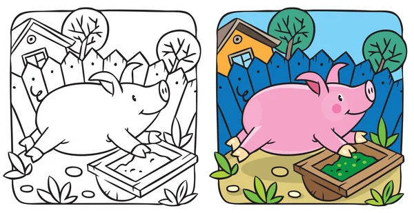 Petit livre de coloriage de porc — Image vectorielle