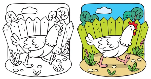 Livro engraçado de coloração de frango . — Vetor de Stock
