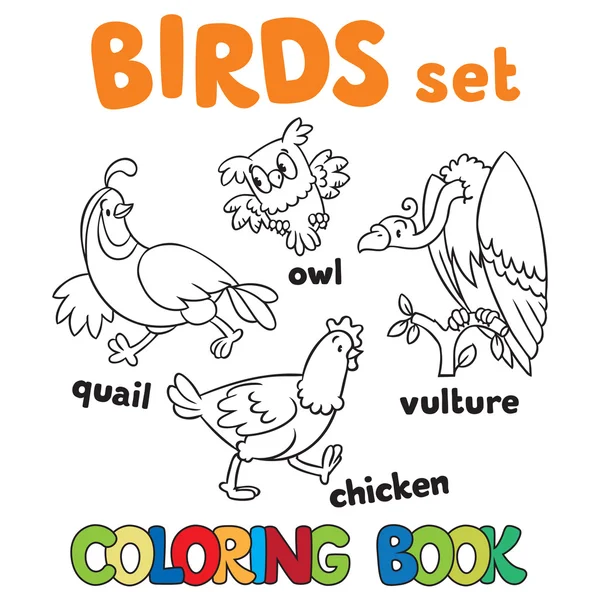 Coloring book with birds — Wektor stockowy