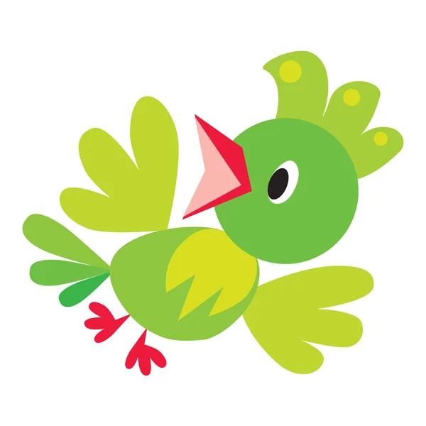 Ilustración vectorial infantil de pájaro o loro divertido — Vector de stock